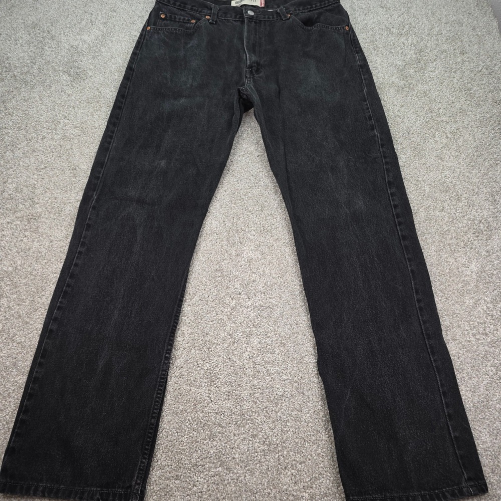 Vintahe Levis 505 Regular Fit Jeans Mens 38x34 Black Straight Leg Denim Pants